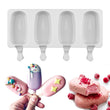 4 Cell Big Size Silicone Ice Cream Mold Popsicle Molds DIY Homemade Dessert Freezer Fruit Juice Ice Pop Maker Mould with Sticks